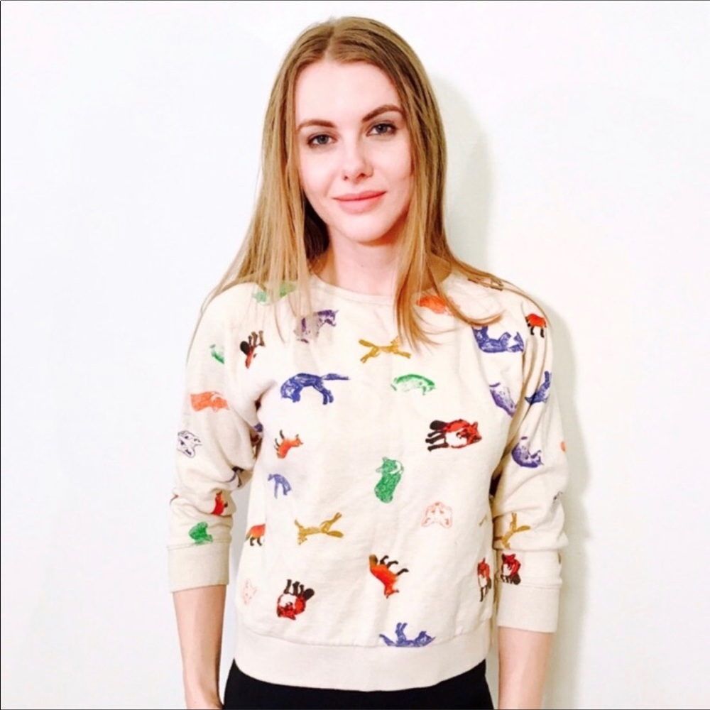 Maison Kitsune Fox Crop Sweater size M #773